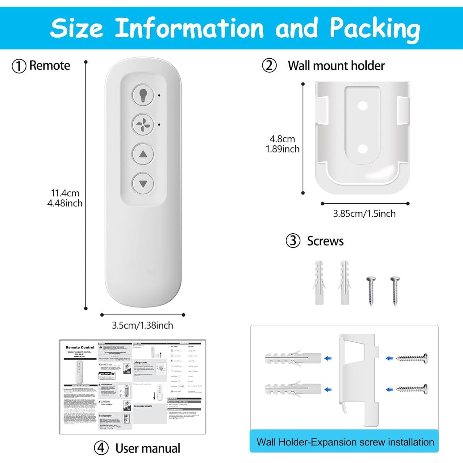Control Remoto Hunter RC-82T para Ventilador de Techo 434MHz