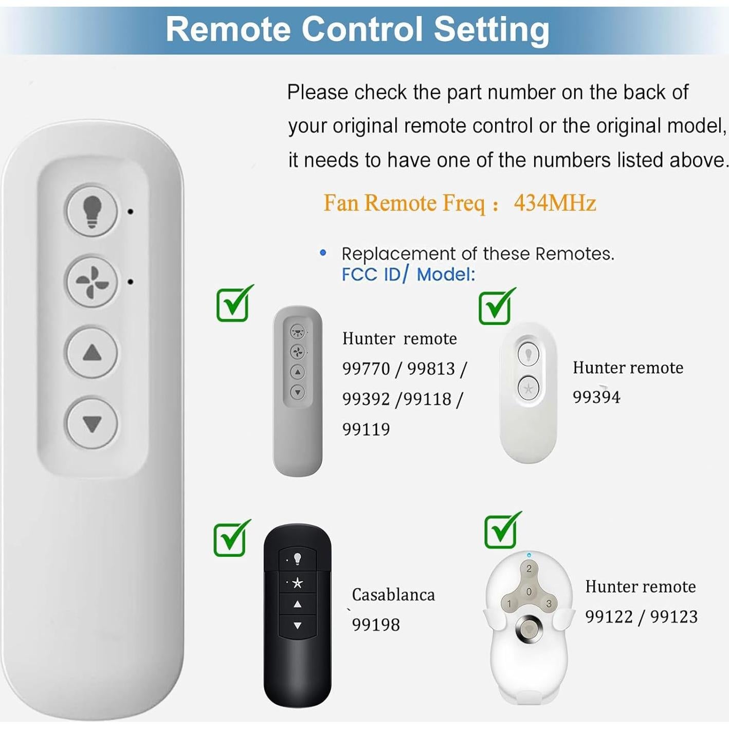 Control Remoto Hunter RC-82T para Ventilador de Techo