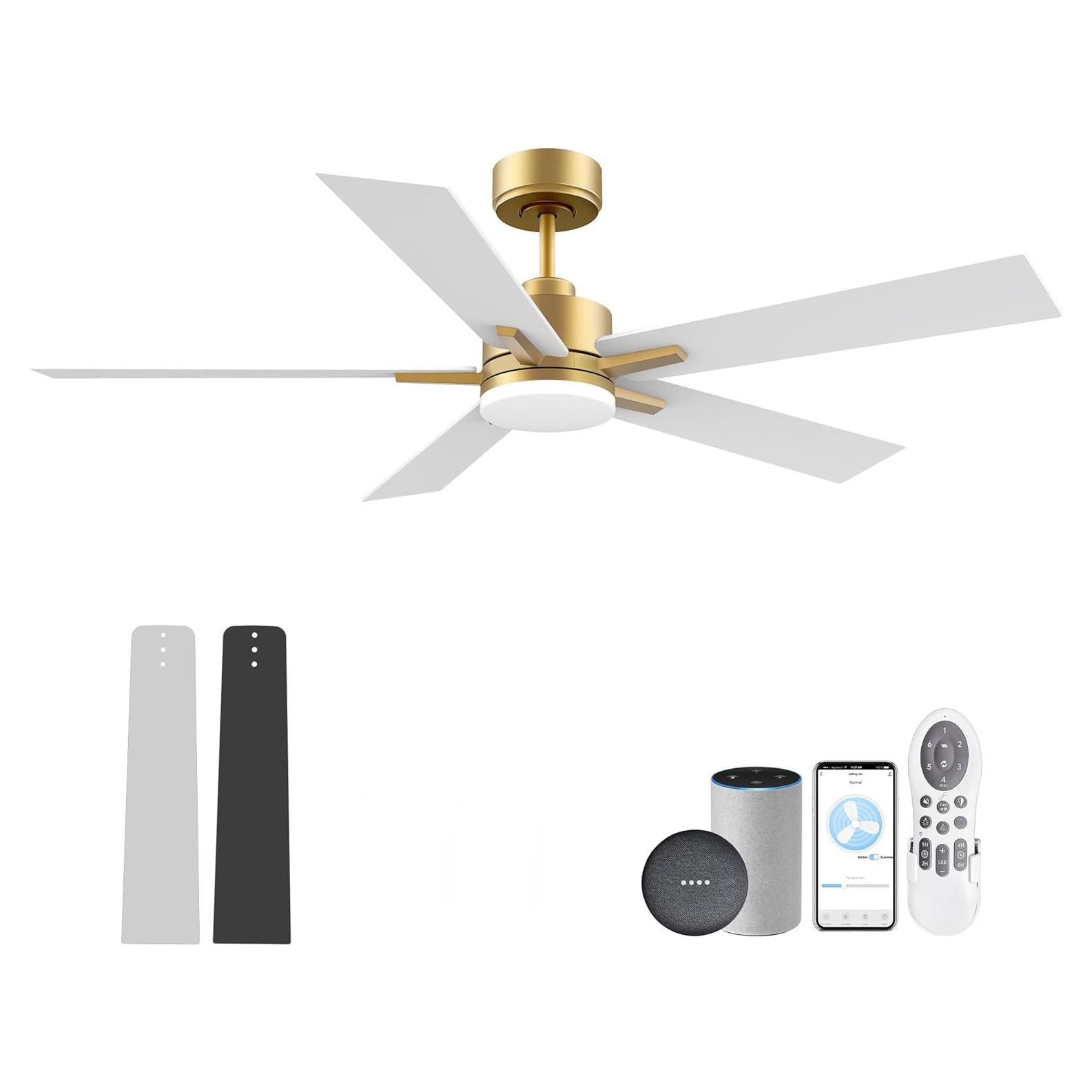 Ventilador de Techo Inteligente Lorpies 52" con Luces LED y Control Remoto