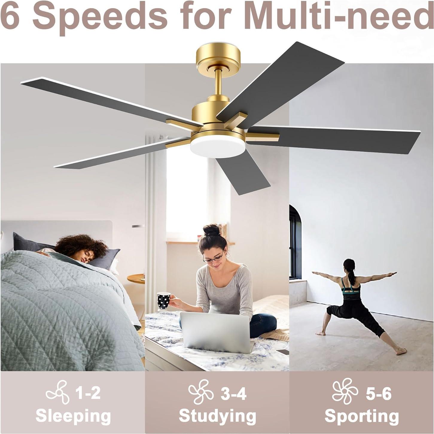 Ventilador de Techo Inteligente Lorpies 52" con Luces LED y Control Remoto