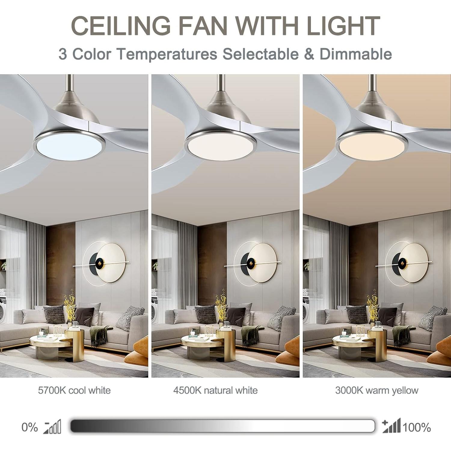 Ventilador de Techo Moderno Fanliving 52" DC Silencioso 6 Velocidades