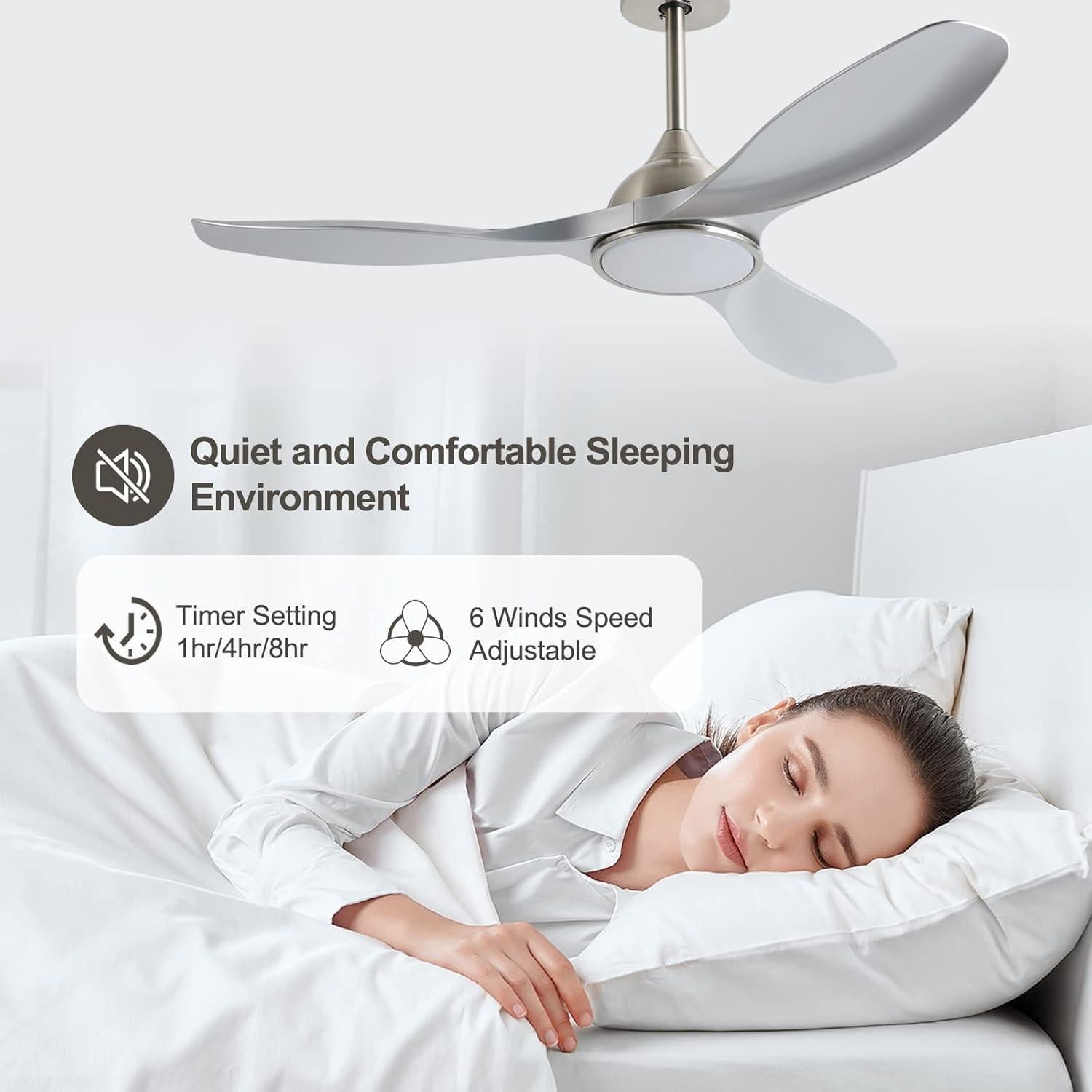Ventilador de Techo Moderno Fanliving 52" DC Silencioso 6 Velocidades
