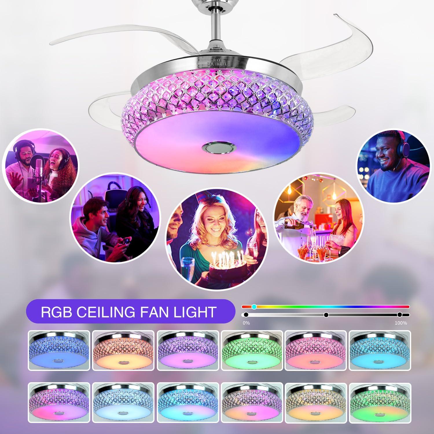 Ventilador de Techo BAYSQUIRREL 106.68 cm Bluetooth con Luz RGB