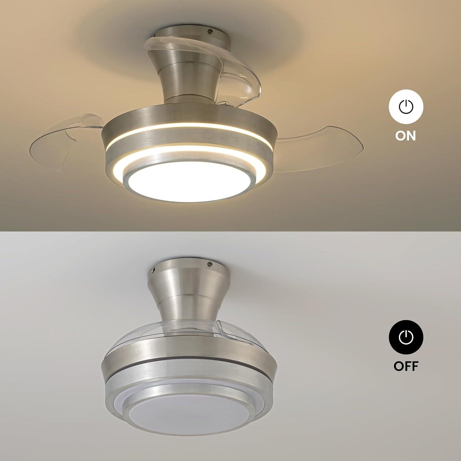 Ventilador de Techo LED Retráctil APBEAM 71.1 cm Plateado