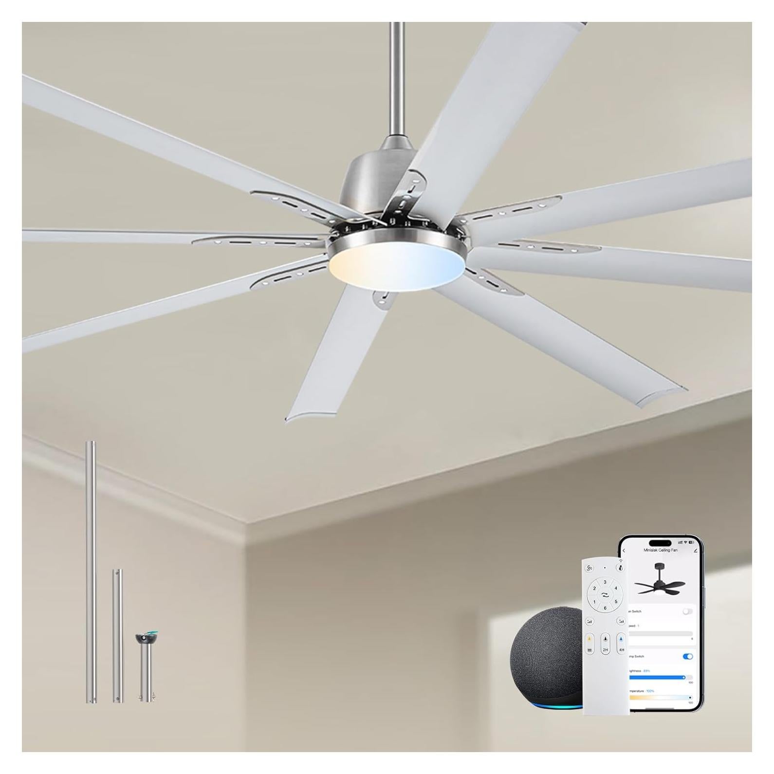 Ventilador de Techo Industrial Minislak 72" con Luz y WIFI