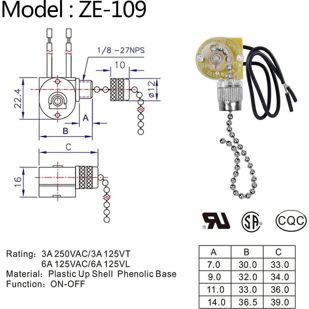 Interruptor de Ventilador de Techo Zing Ear ZE-109 2 Pcs Níquel