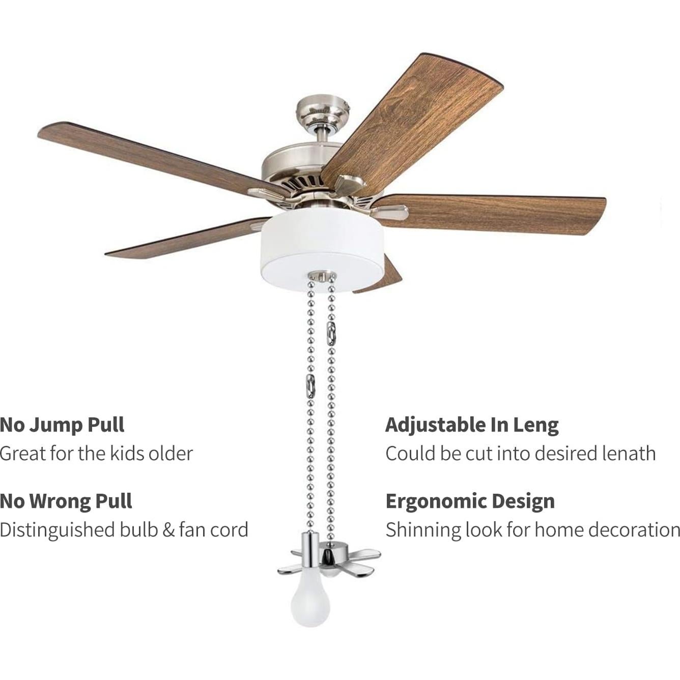 Cadena de Tirar para Ventilador de Techo Sunswan 34.5 cm Níquel
