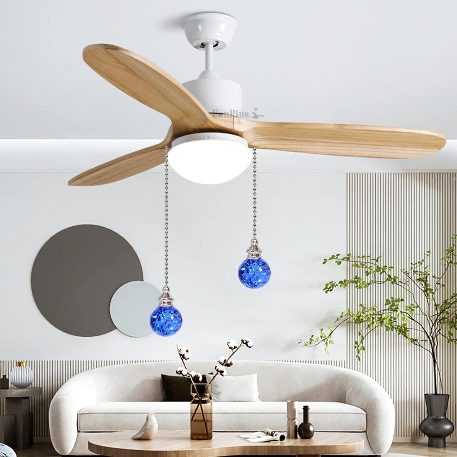 Cadena de Tirar de Cristal Azul LONGSHENG 50cm 2 Piezas