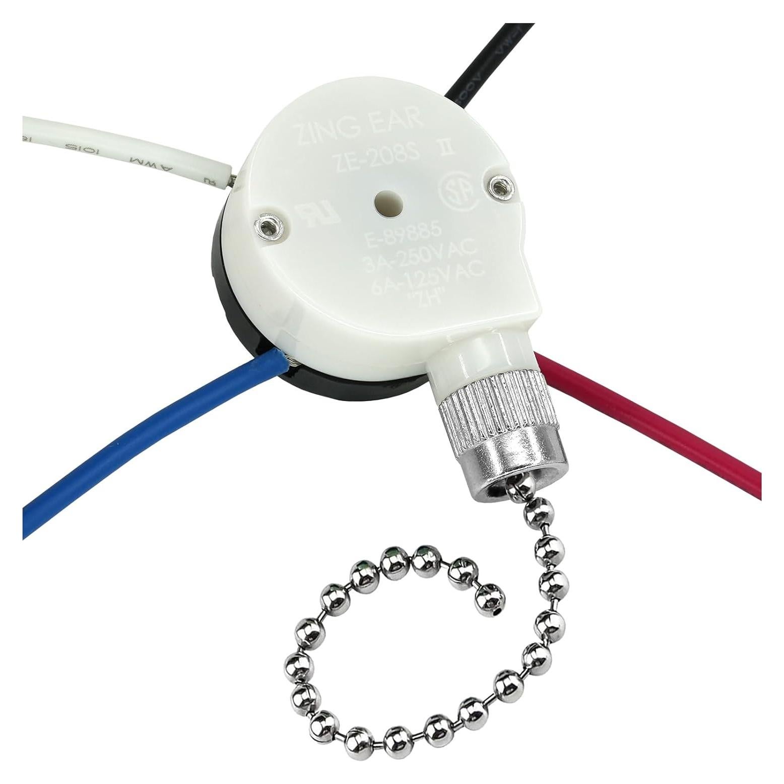 Interruptor de cadena para ventilador de techo YukiHalu ZE-208S 3 velocidades