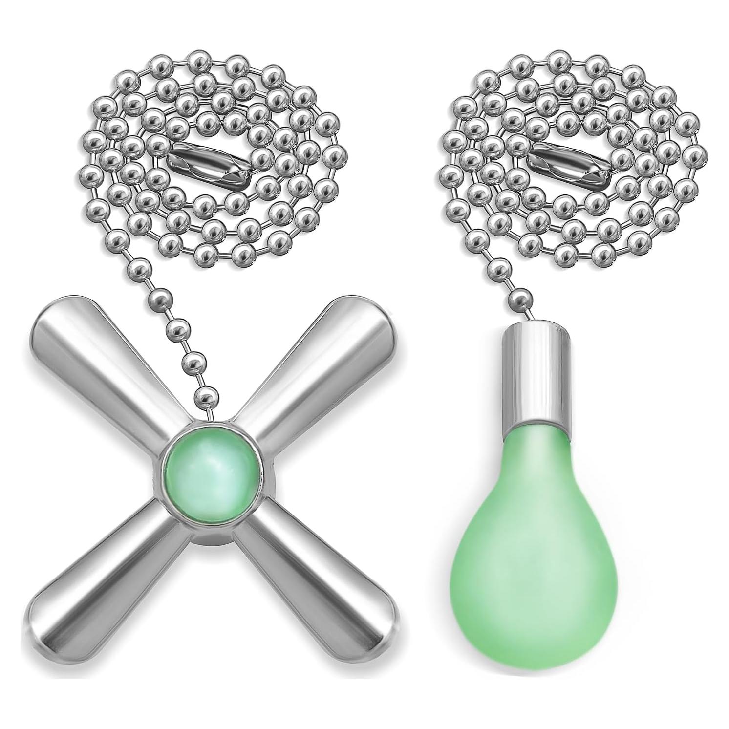 Juego de Cadenas de Tirar para Ventilador Dotlite 30cm Plateado