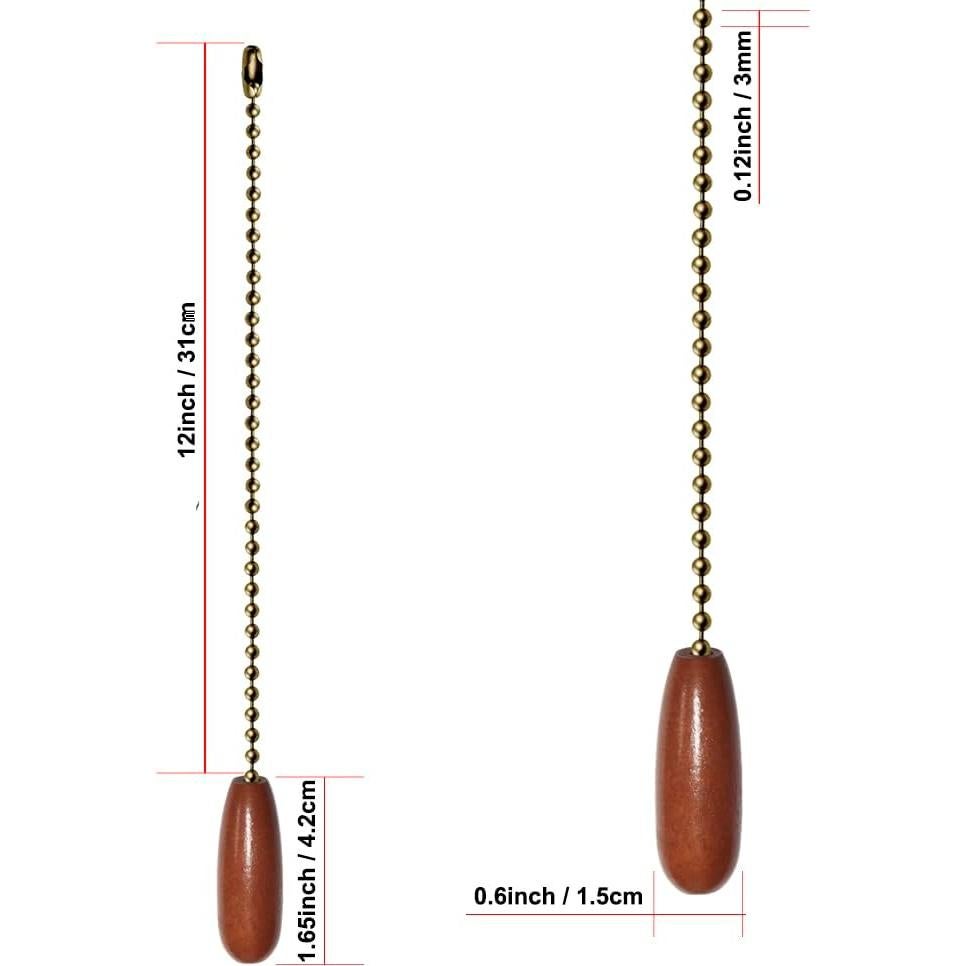 Paquete de 2 Extensores de Cadena para Ventilador de Techo 30cm Madera Nuez