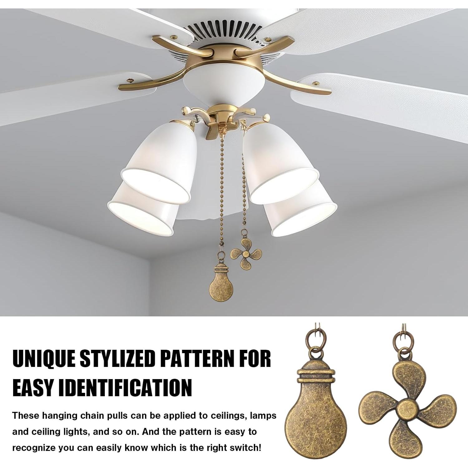 Juego de 2 Extensores de Cadena para Ventilador de Techo Bronce