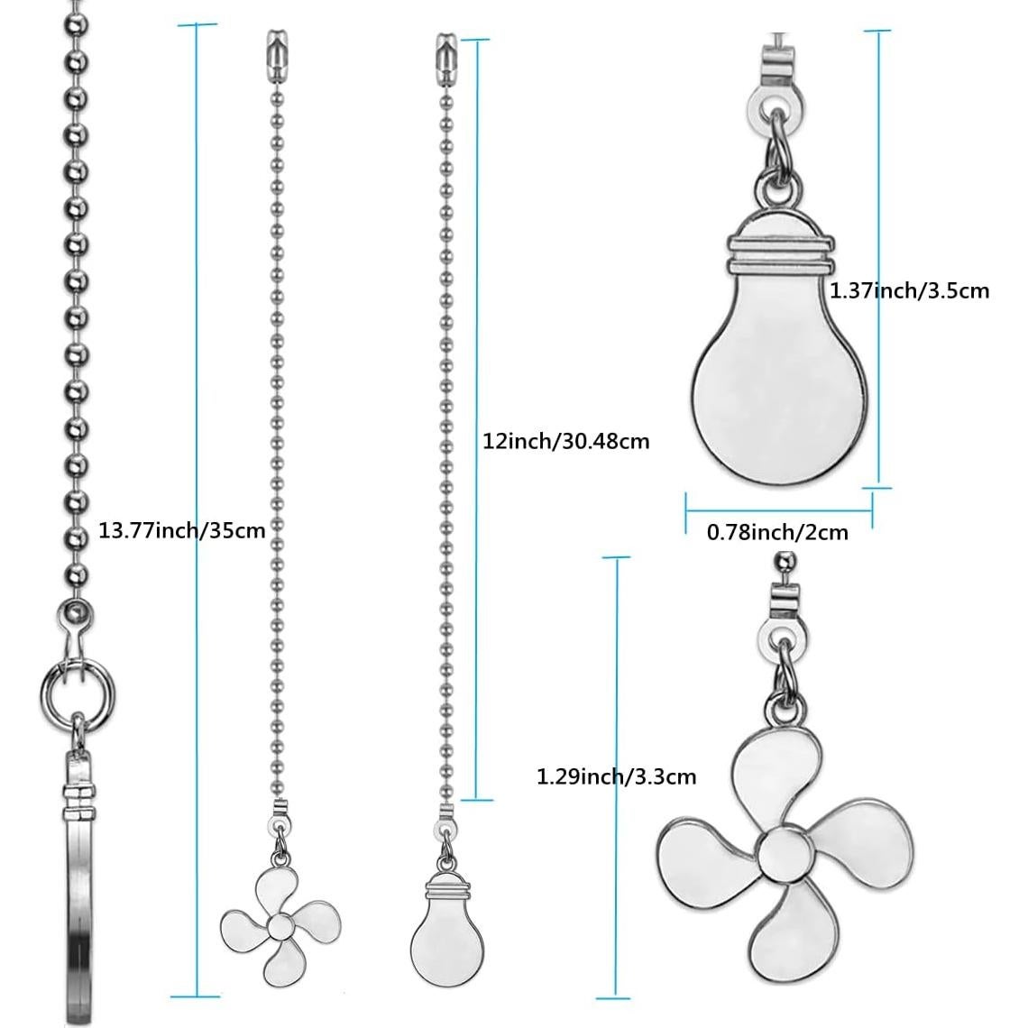 Juego de Cadenas de Tirar para Ventilador de Techo ZE-268S6 30.48 cm Níquel