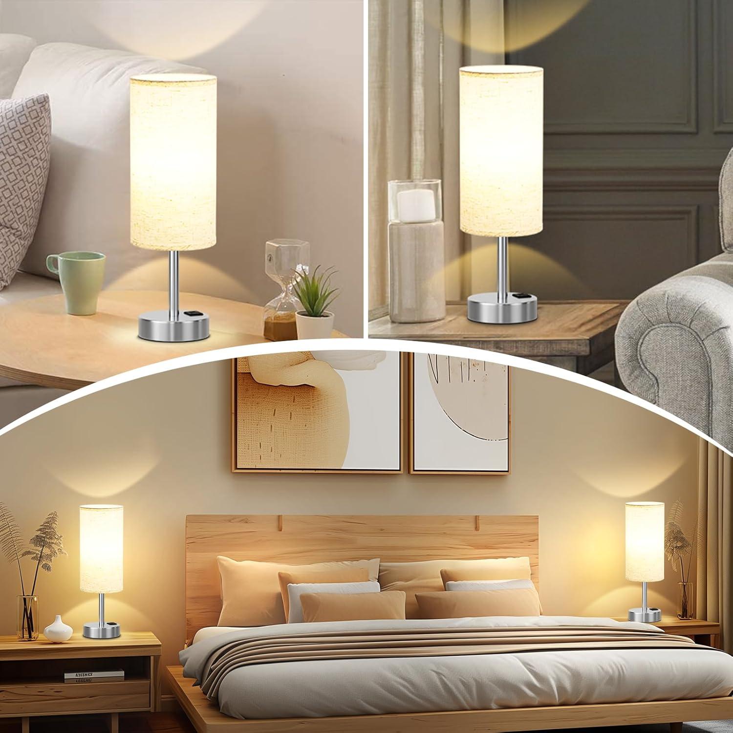 Lámpara de Mesa Táctil Dicoool 35.6cm con Carga USB-C y USB-A