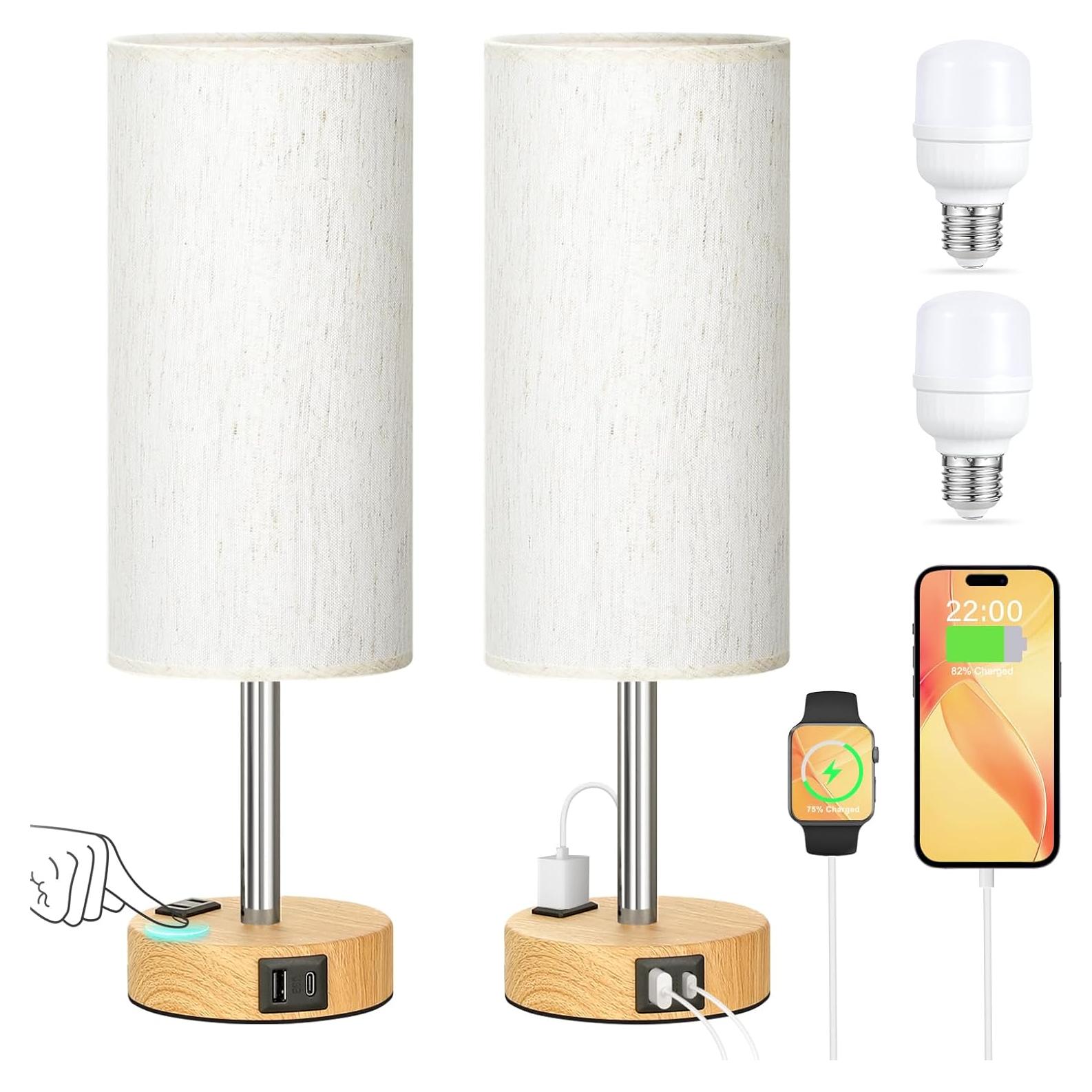 Juego de 2 Lámparas de Mesa Táctiles PartageiZ con USB