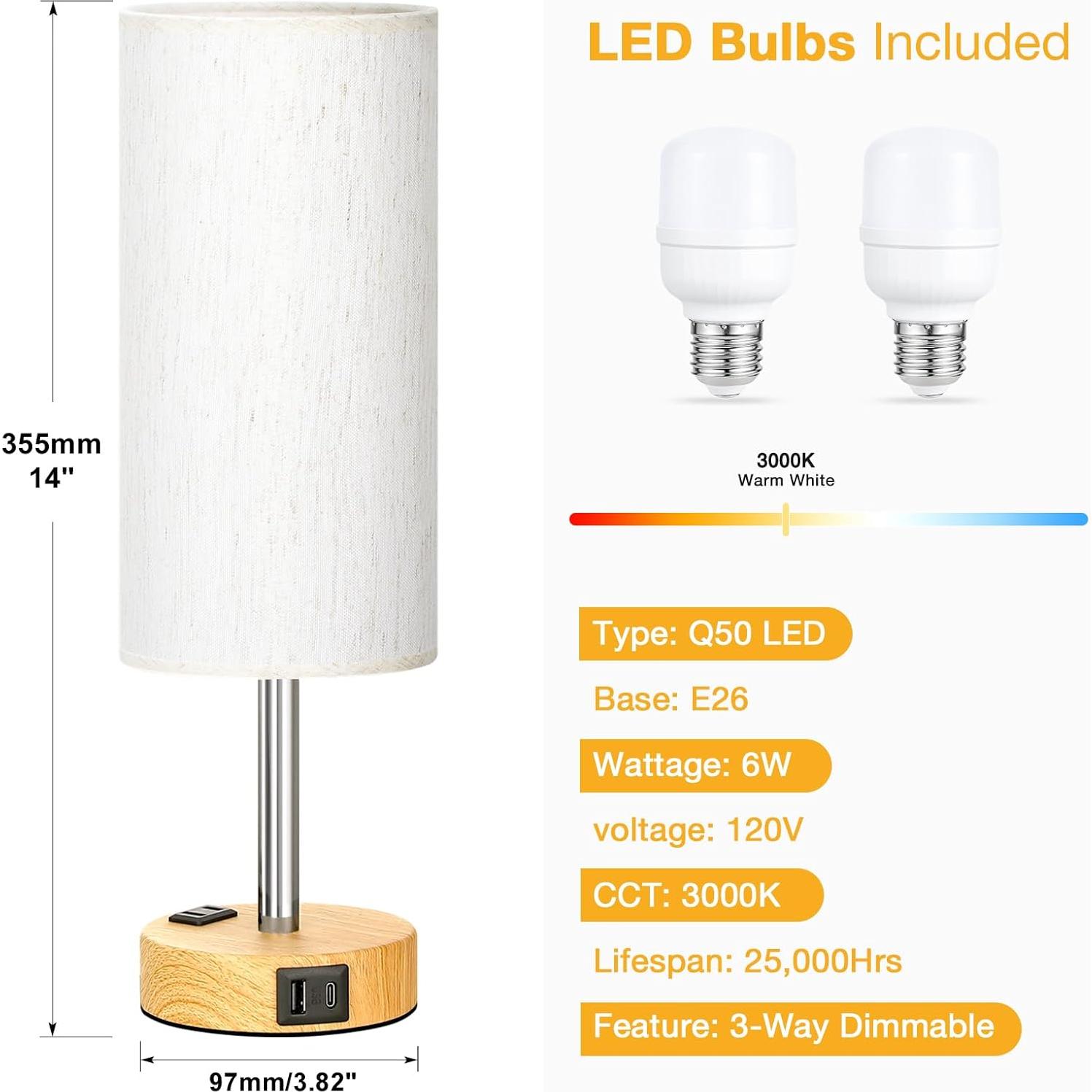 Juego de 2 Lámparas de Mesa Táctiles PartageiZ con USB