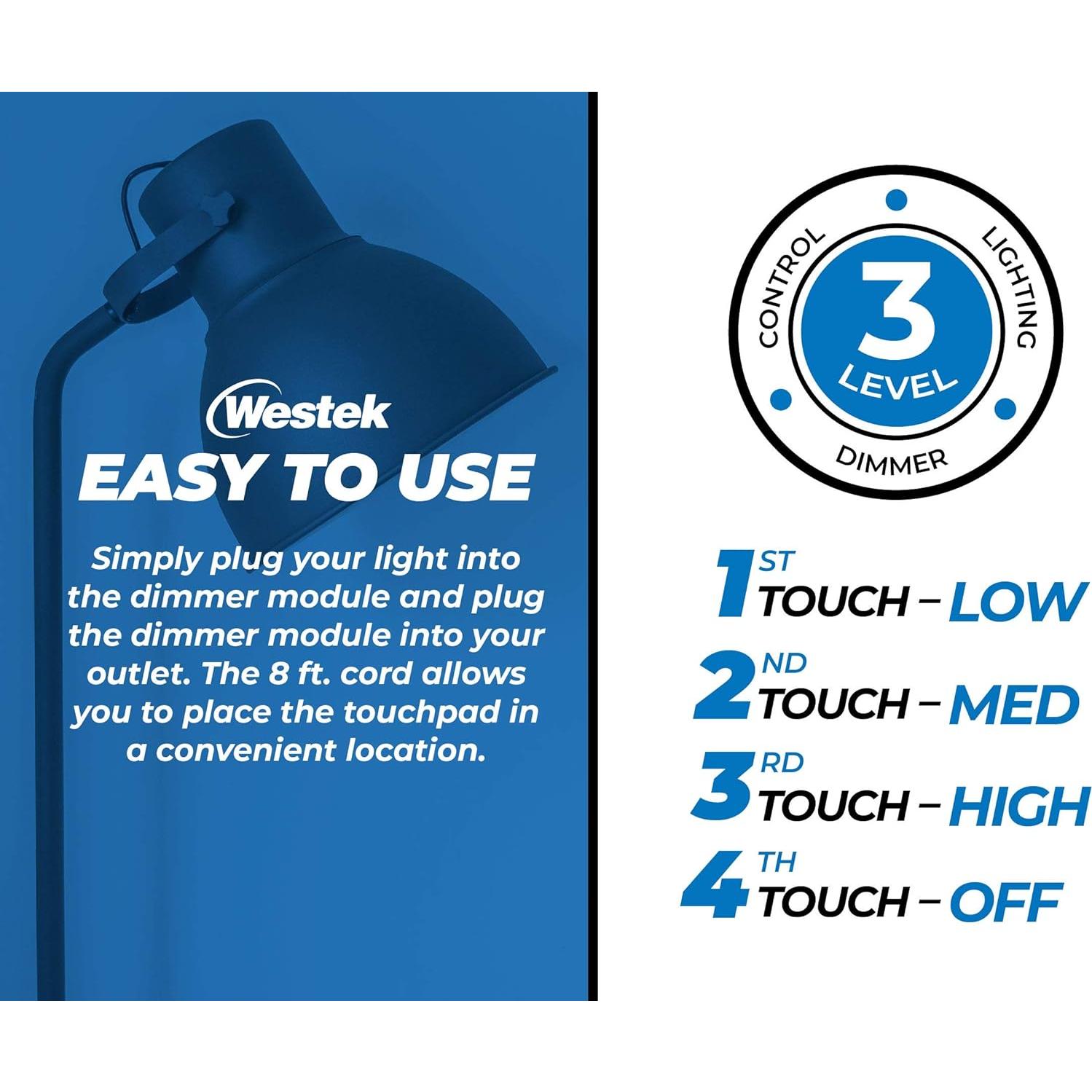 Interruptor Regulador de Enchufe Westek 200W 3 Niveles - 2 Pzs