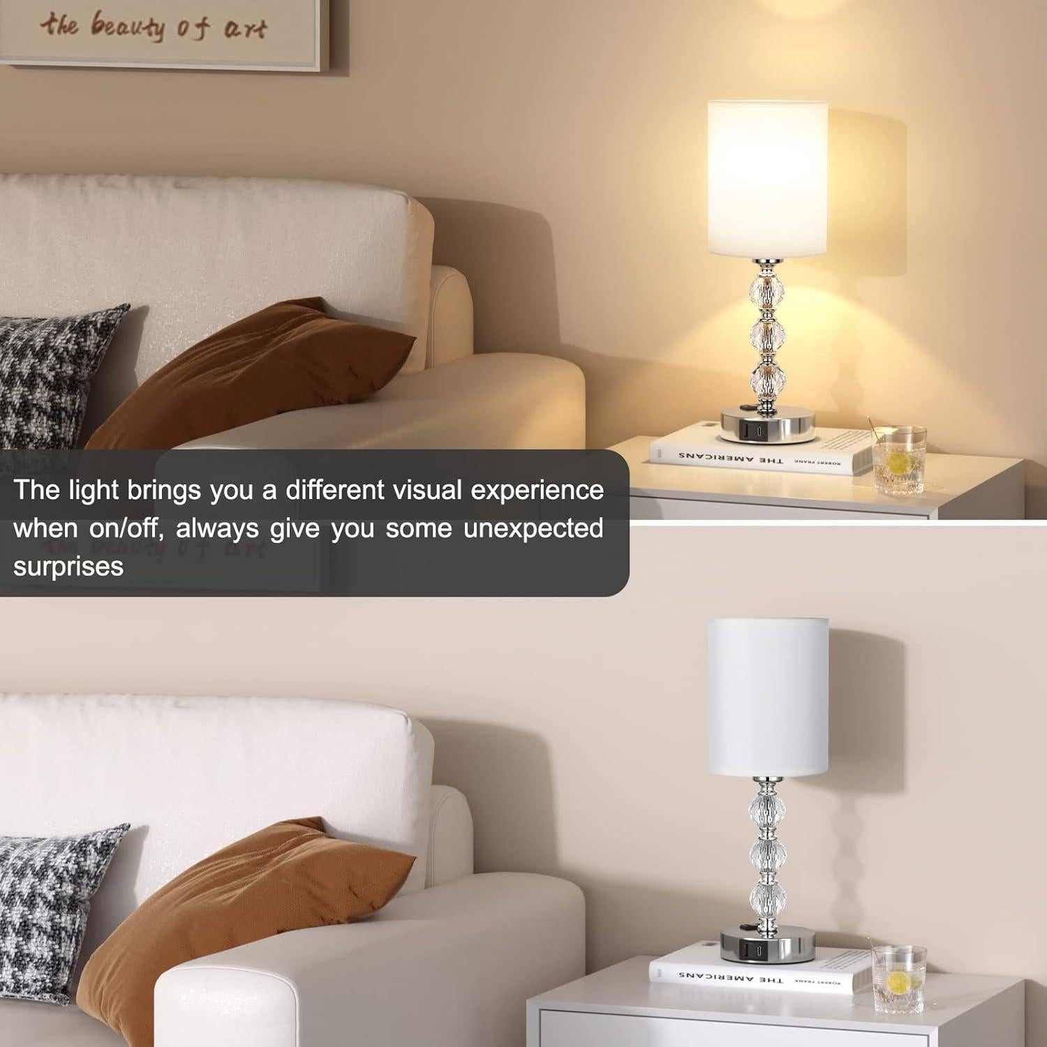 Lámpara de mesa táctil Acaxin 37.1cm con USB y 3 brillos