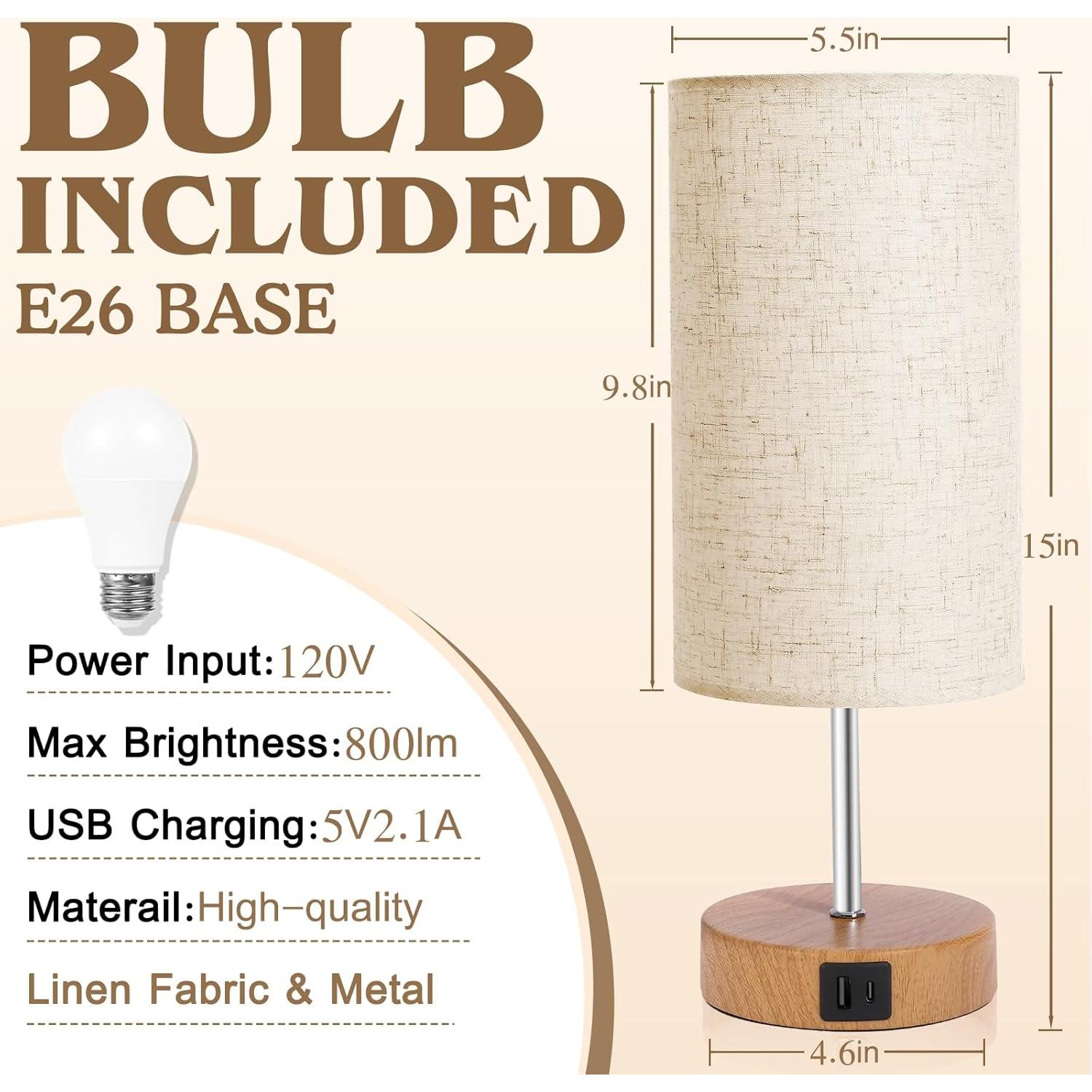 Lámpara de Mesa Táctil UNIFUN con Carga USB y 4 Brillos