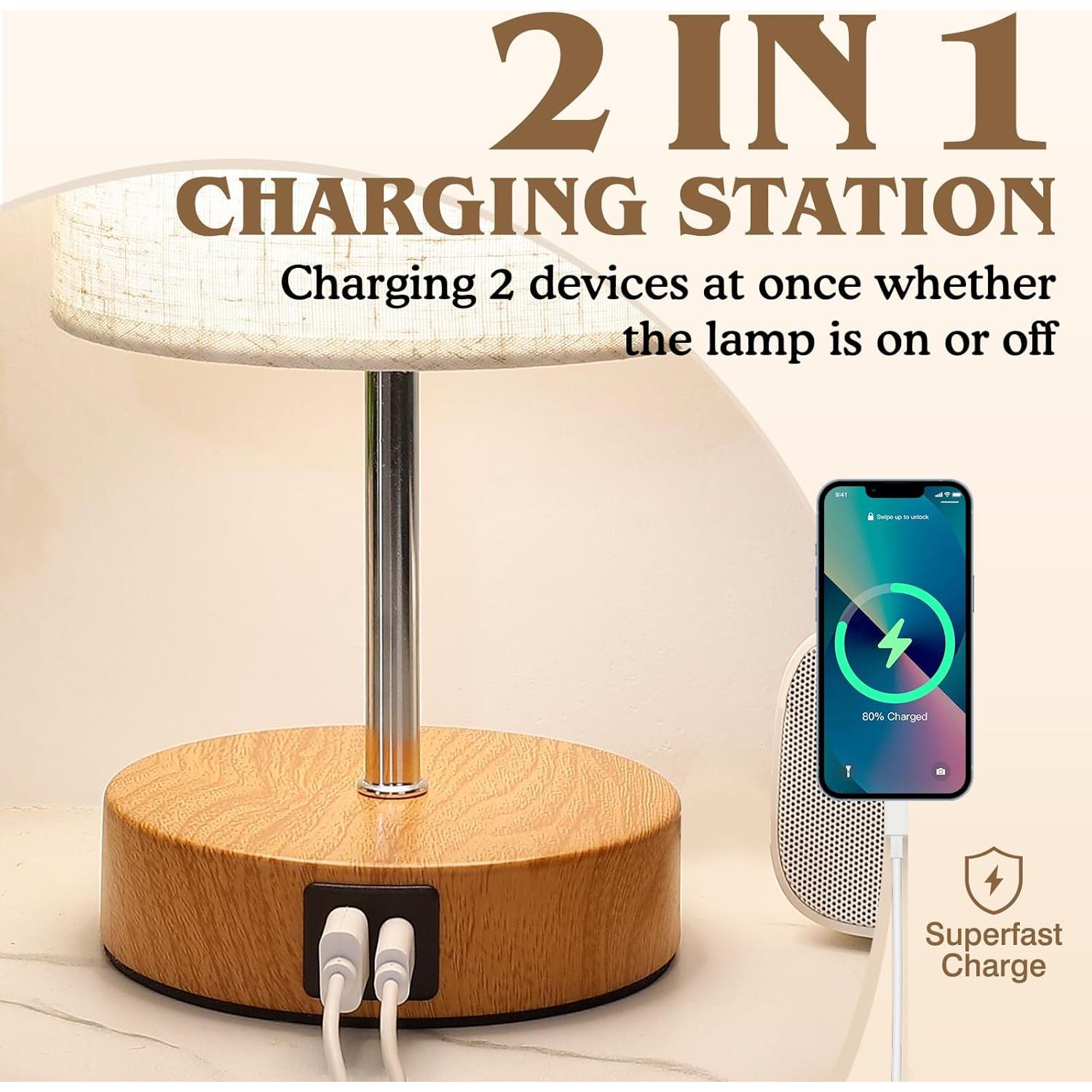 Lámpara de Mesa Táctil UNIFUN con Carga USB y 4 Brillos