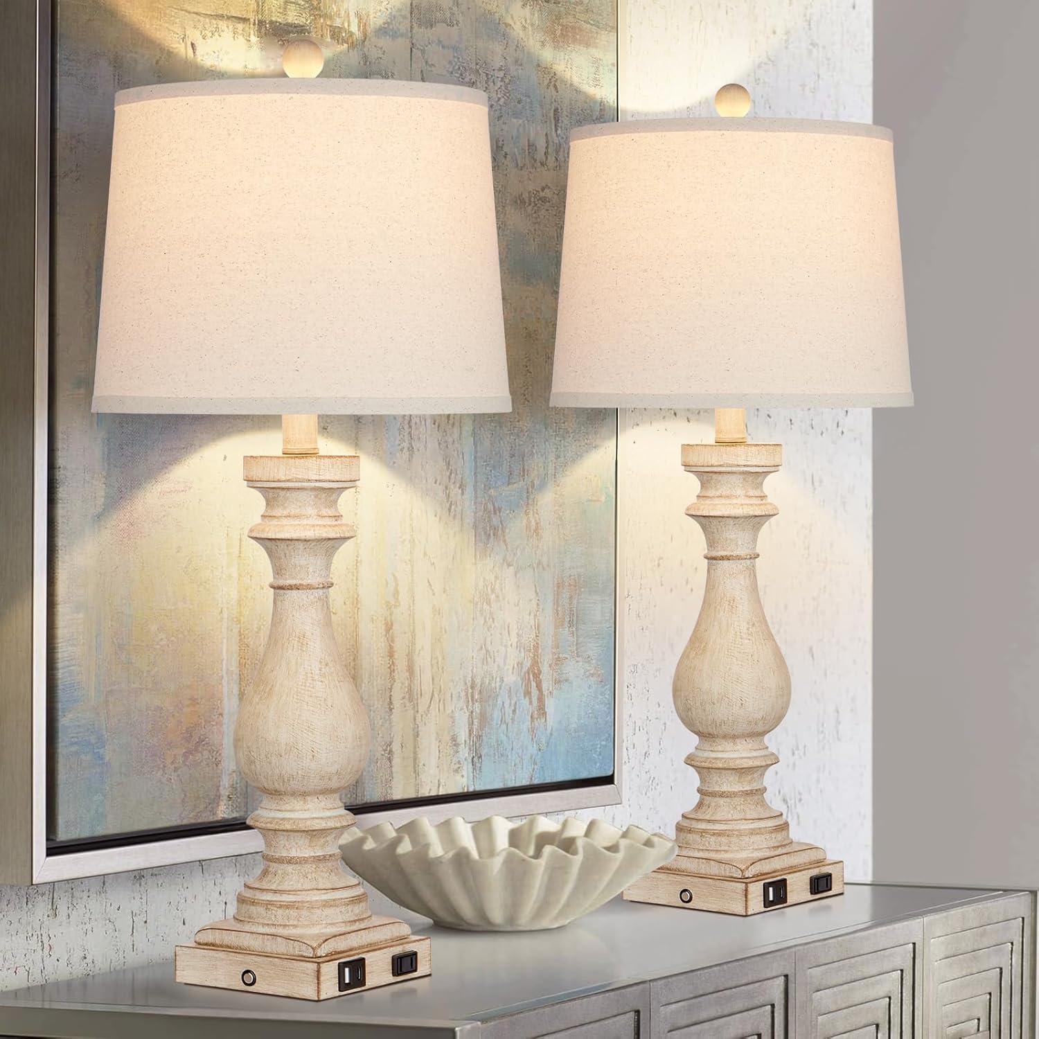 Juego de 2 Lámparas de Mesa Vintage Cinkeda con USB 73.66 cm