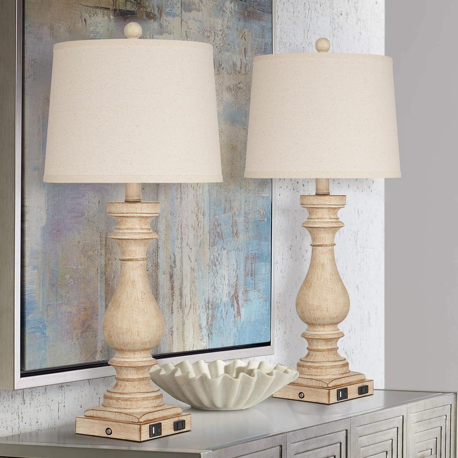 Juego de 2 Lámparas de Mesa Vintage Cinkeda con USB 73.66 cm