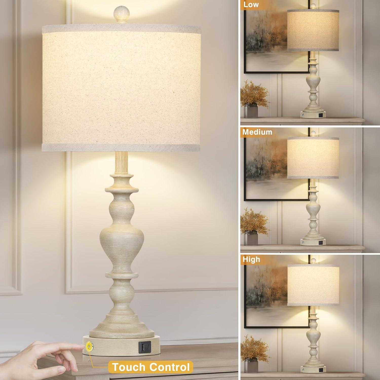 Lámparas de mesa vintage rústicas Lolikit, 2 unidades, USB