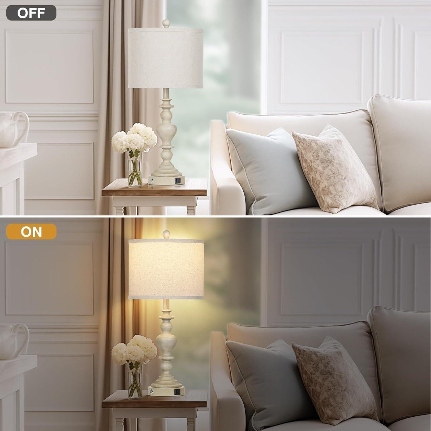 Lámparas de mesa vintage rústicas Lolikit, 2 unidades, USB