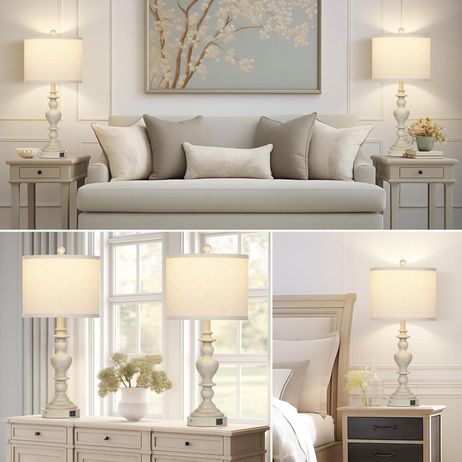 Lámparas de mesa vintage rústicas Lolikit, 2 unidades, USB