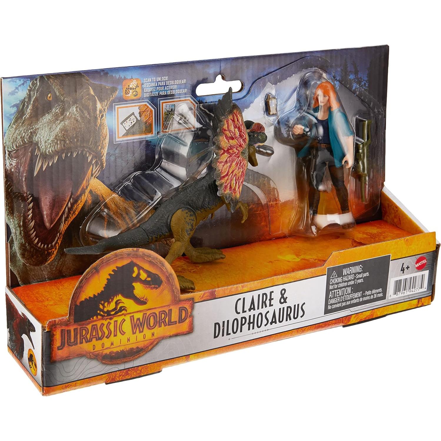 Figura de Acción Mattel Jurassic World Claire y Dilophosaurus