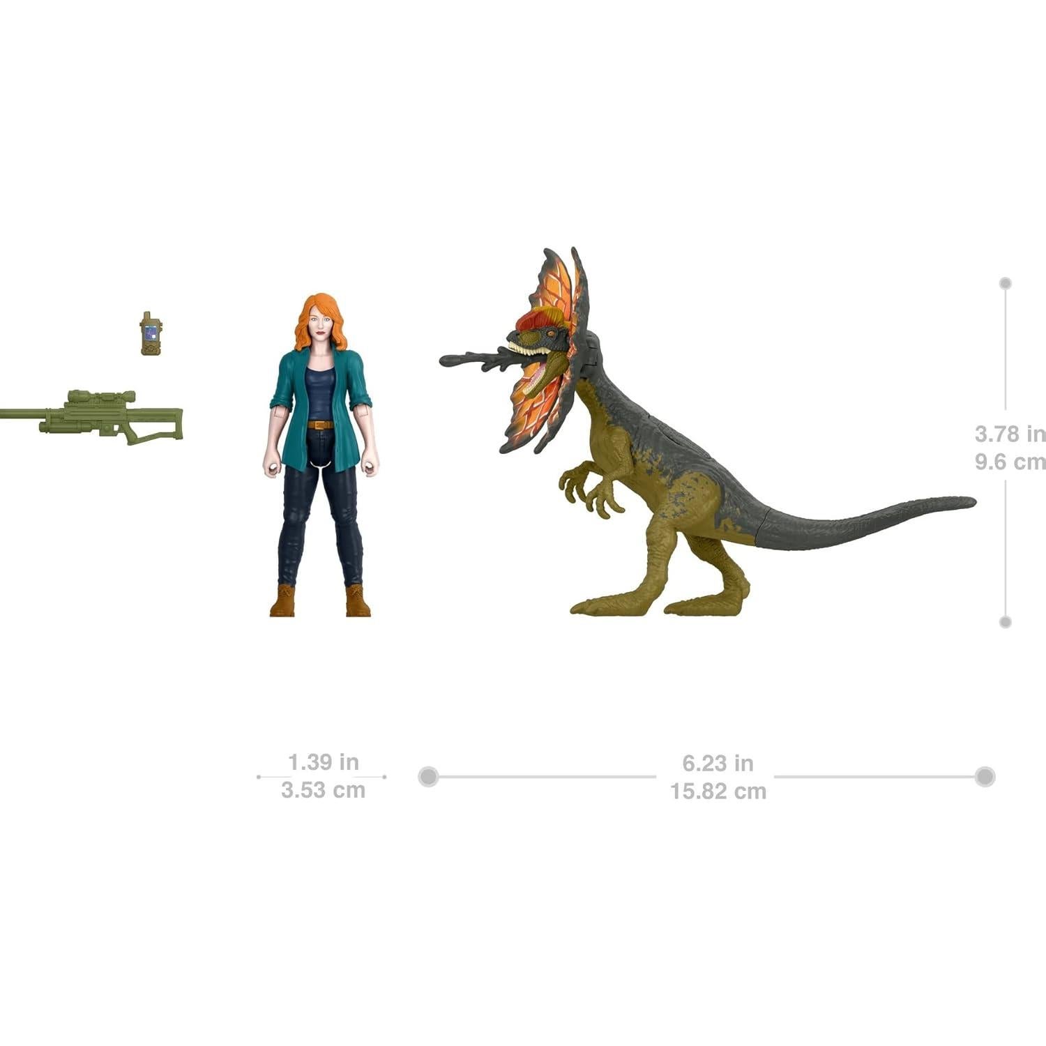 Figura de Acción Mattel Jurassic World Claire y Dilophosaurus
