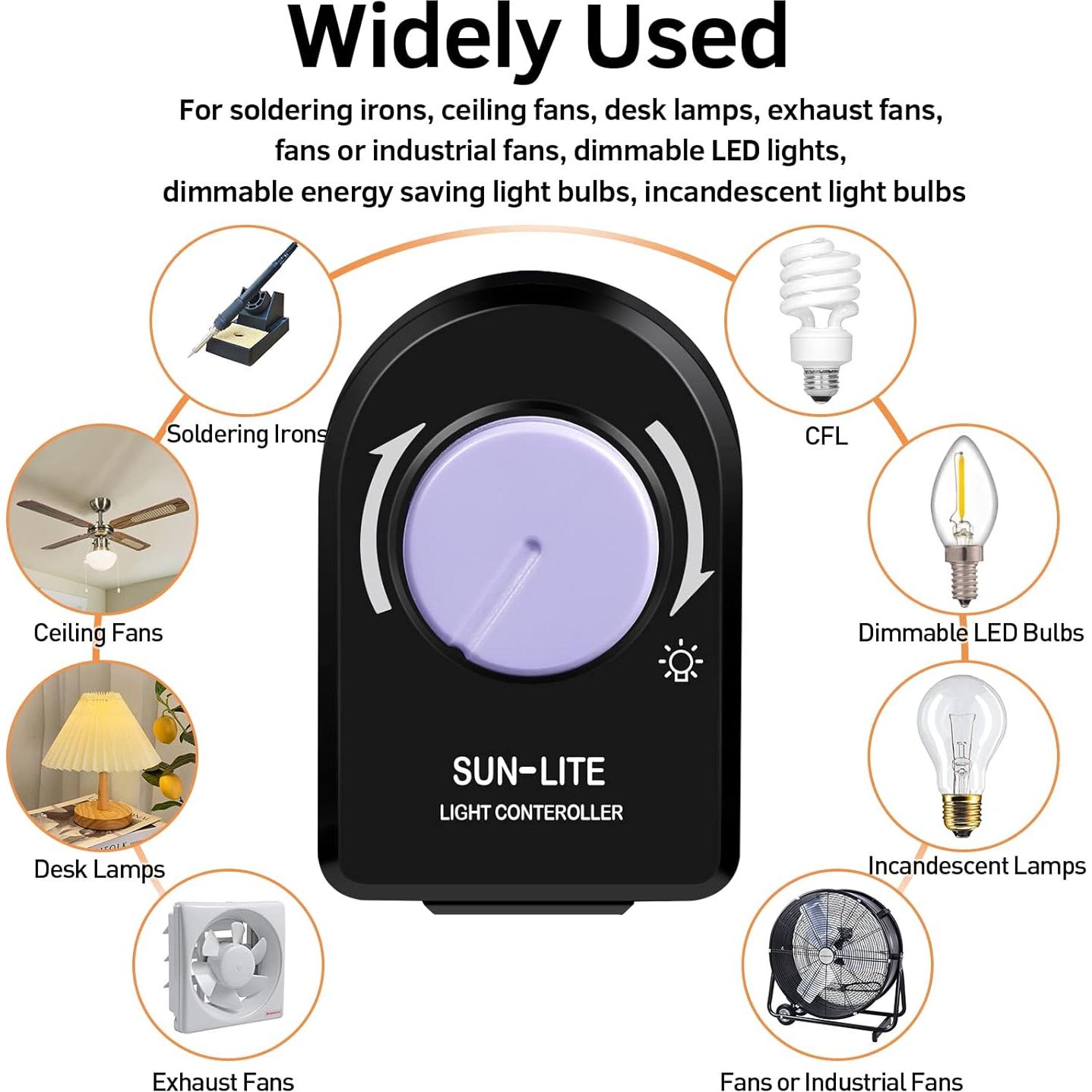 Regulador Enchufable SHENZHEN 330A para Lámparas y Ventiladores 120V