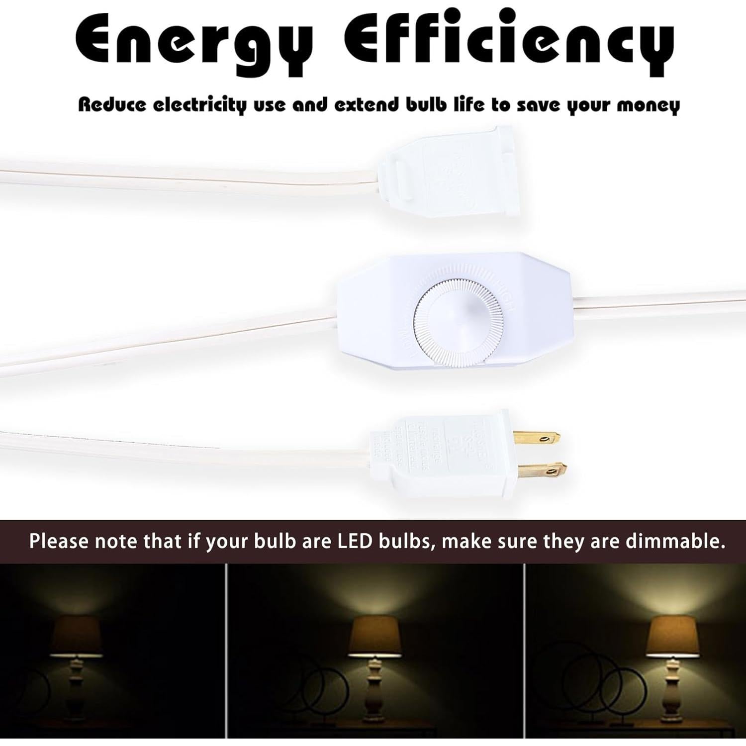 Atenuador de Luz Enchufable Leymays 150W Blanco 1.83m