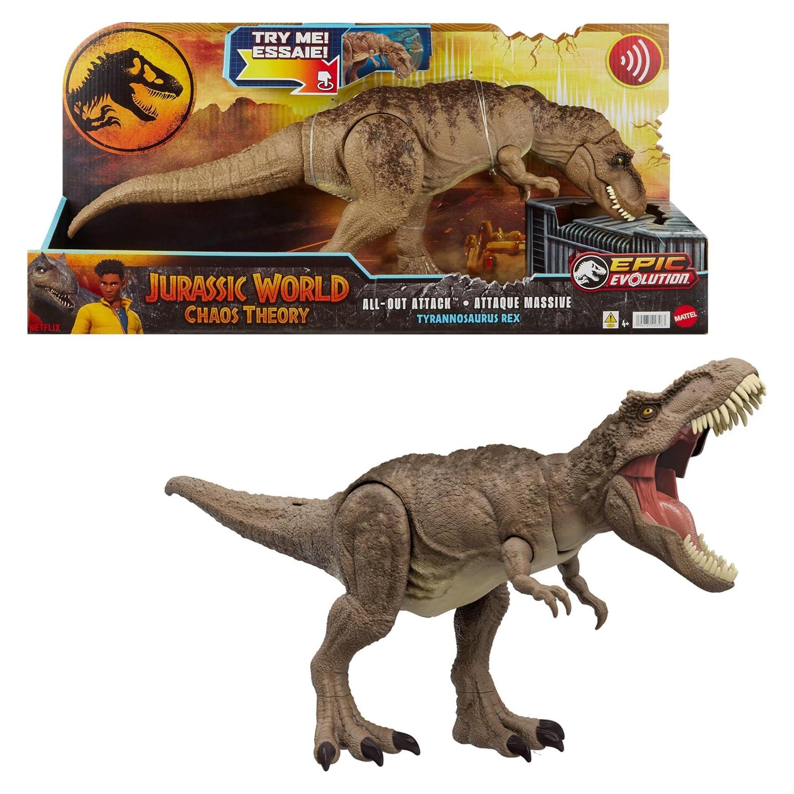 Juguete Dinosaurio T. rex Mattel Jurassic World con Sonido y Movimiento