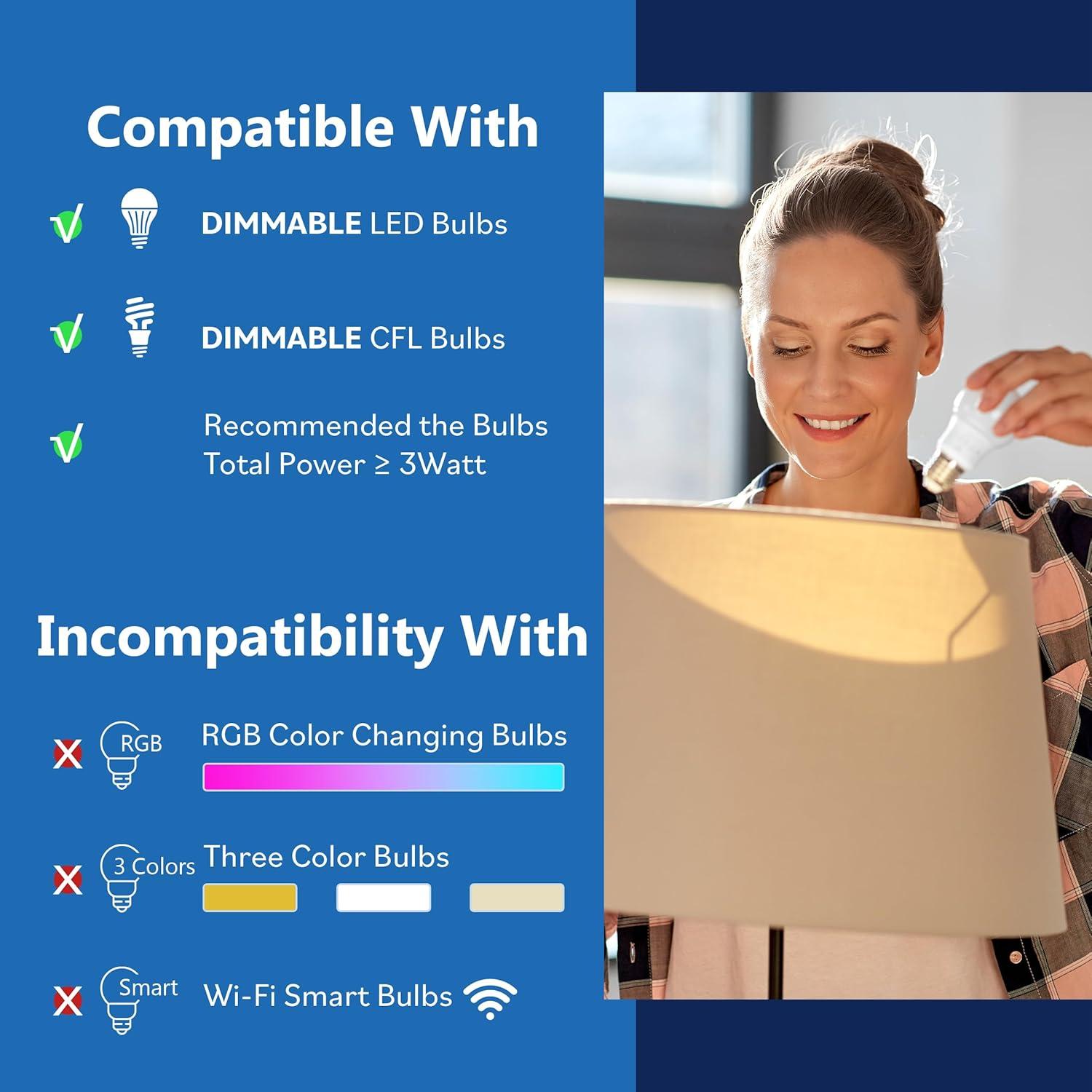 Interruptor Regulador de Lámpara de Mesa LIDER Blanco 200W