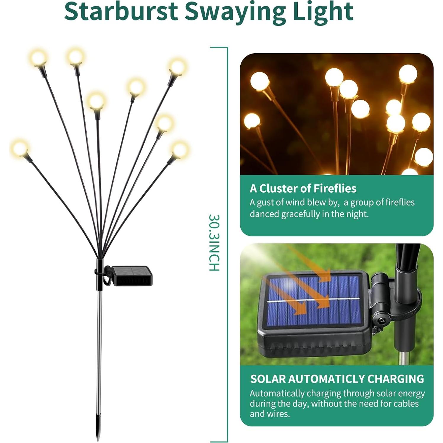 Luces Solares para Jardín VIGNUTO 4 Paquetes 32 LEDs IP65