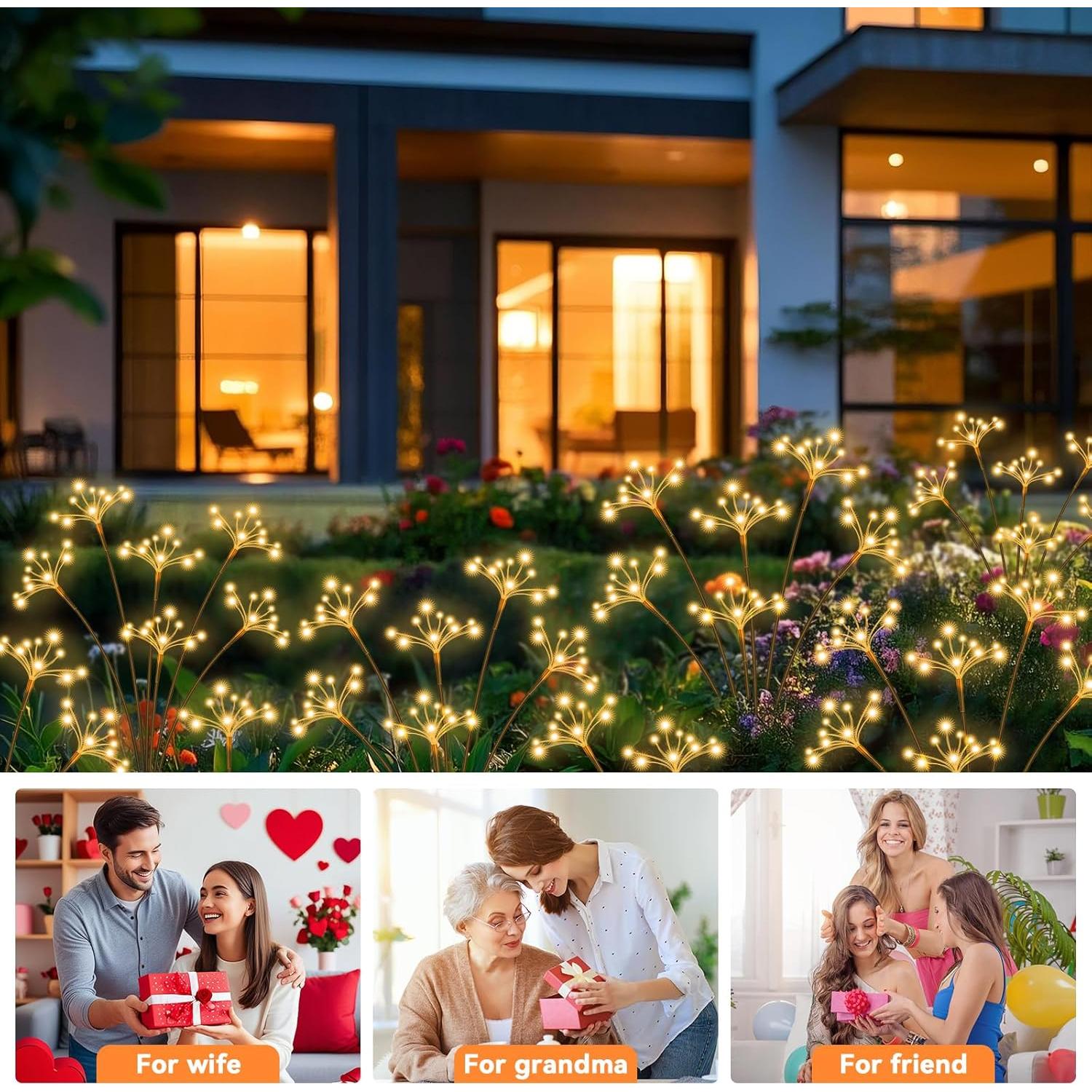 Luces de Jardín Solares YaaFen 2 Paquete Estrella Explosión