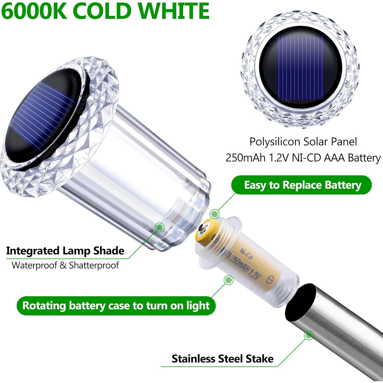 Luces Solares DenicMic LED 6000K Impermeables 10 Paquete