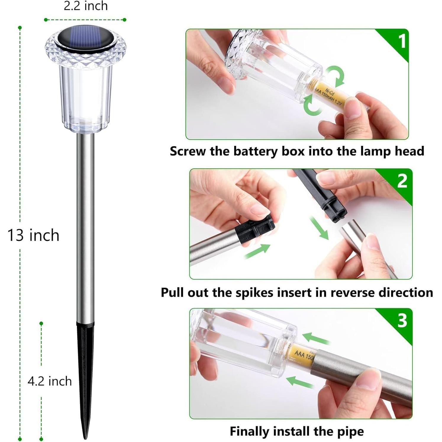 Luces Solares DenicMic LED 6000K Impermeables 10 Paquete
