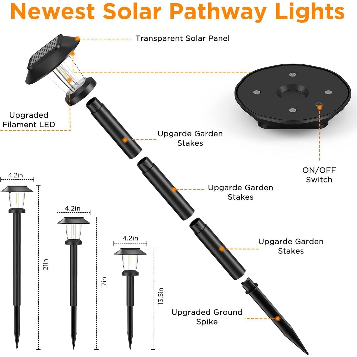 Luces de Camino Solares ALEPOD - Paquete de 8, IP65, 3 Modos