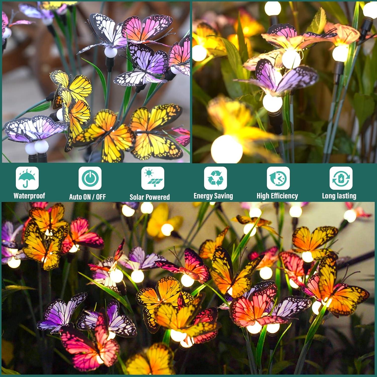 Luces de Jardín Solar TONULAX - Mariposas Móviles 2 Paquete