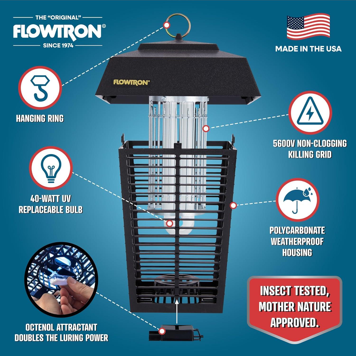 Zapper Eléctrico de Insectos Flowtron BK-40D 1 Acre 5600V