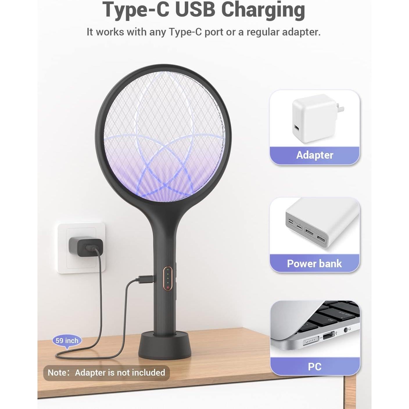 Raqueta Eléctrica YISSVIC para Mosquitos 4000V Recargable
