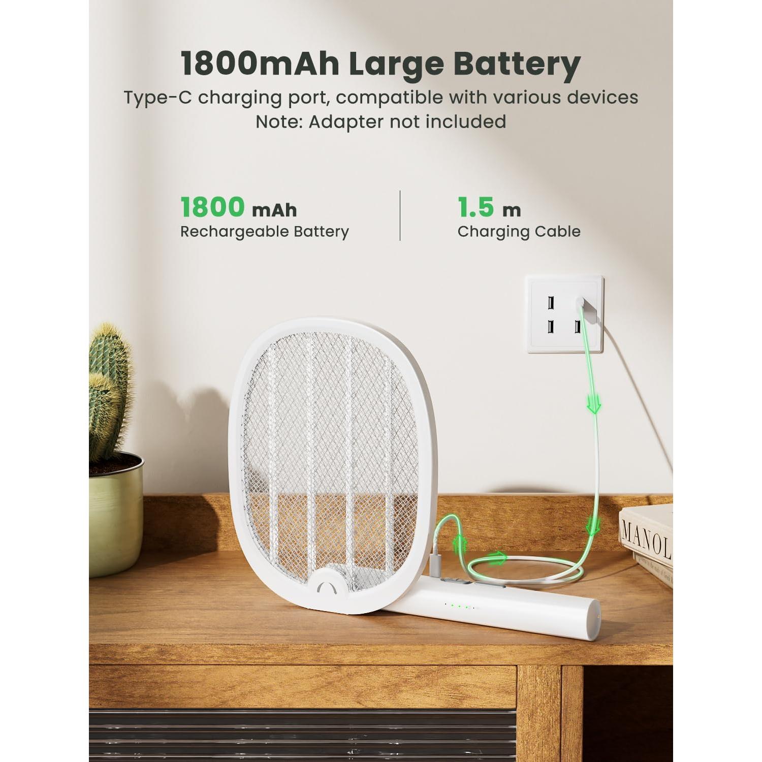 Raqueta Eléctrica YISSVIC Zapper Plegable 2 en 1 1800mAh