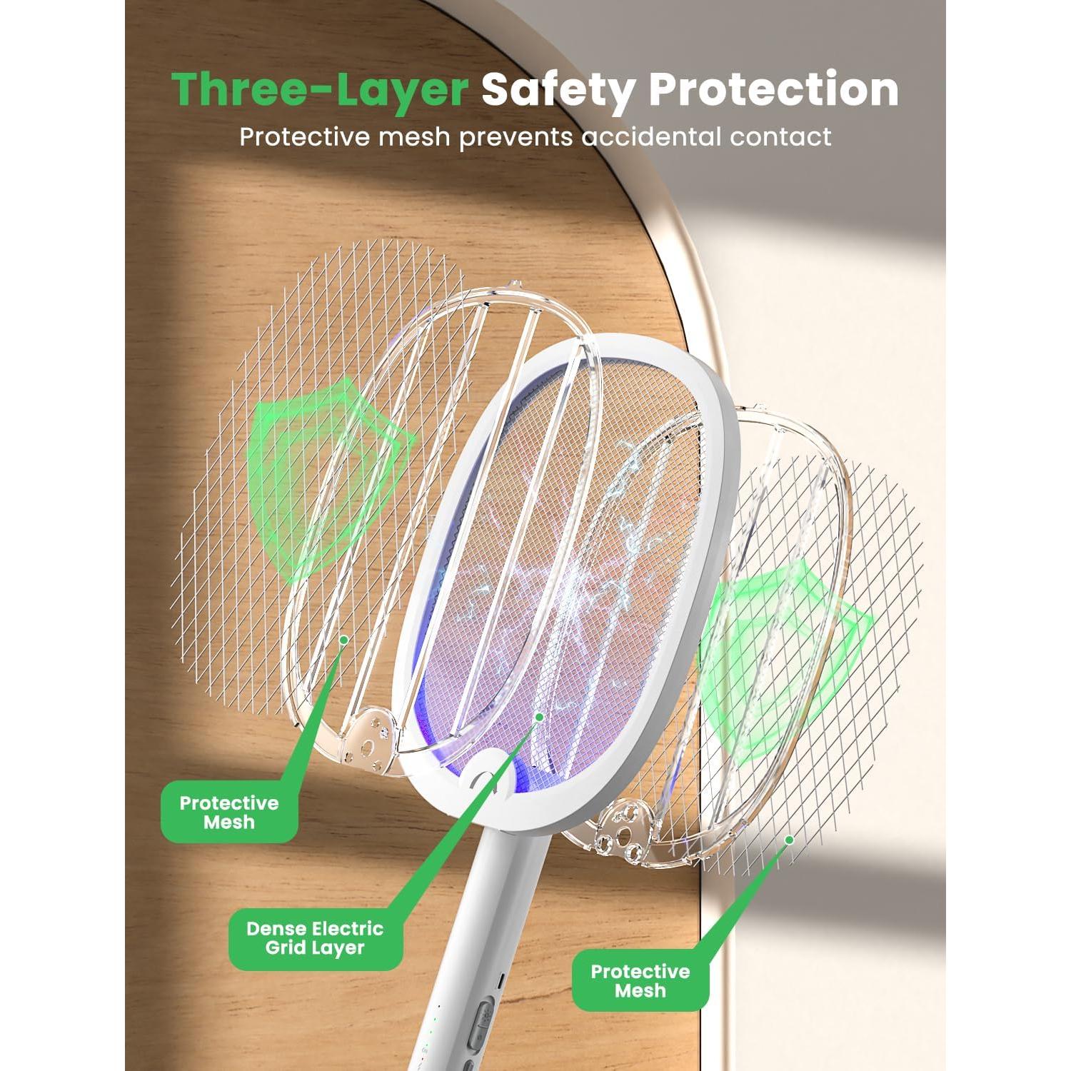 Raqueta Eléctrica YISSVIC Zapper Plegable 2 en 1 1800mAh