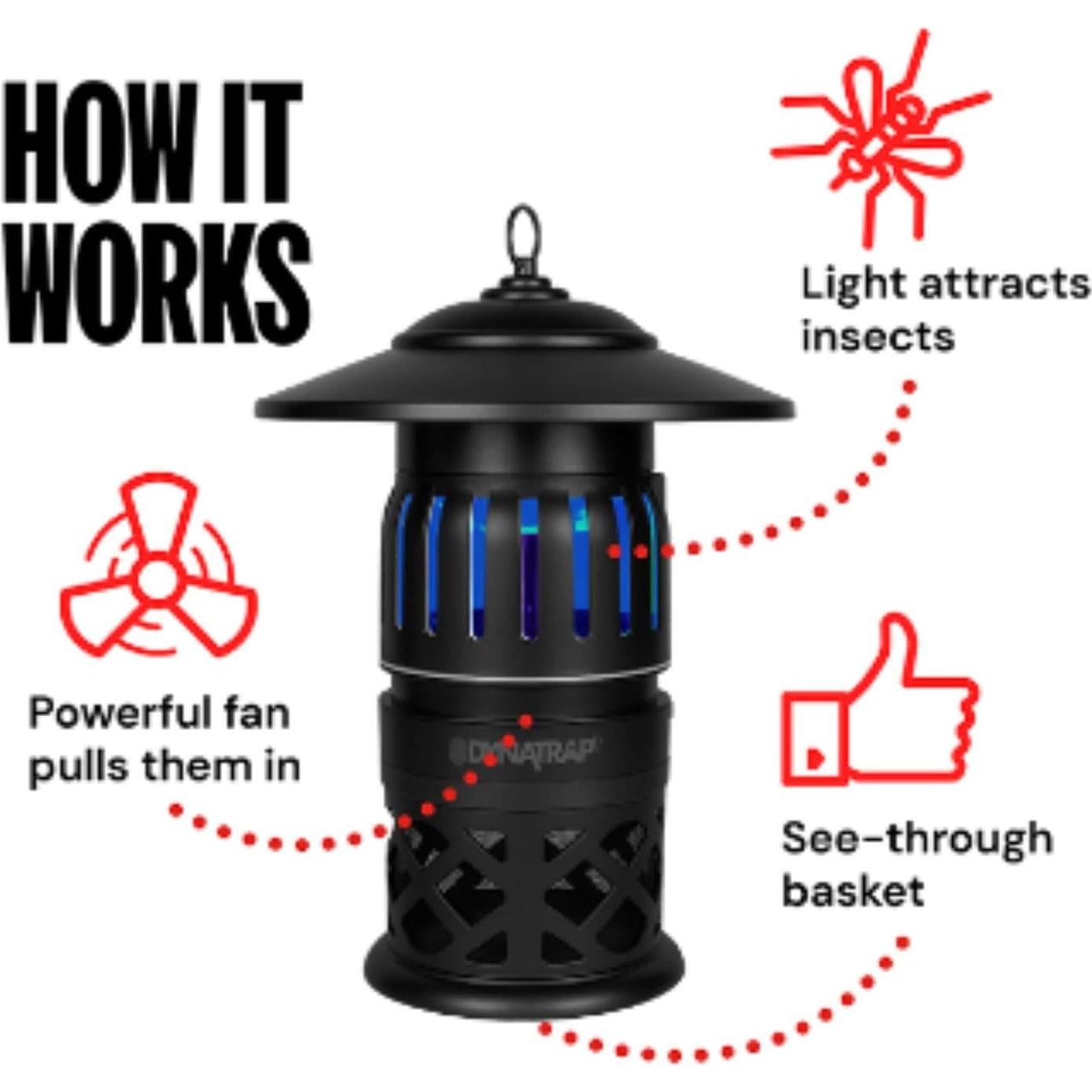 Trampa para Insectos DynaTrap DT1050-AZSR 0.20 Hectáreas Negra