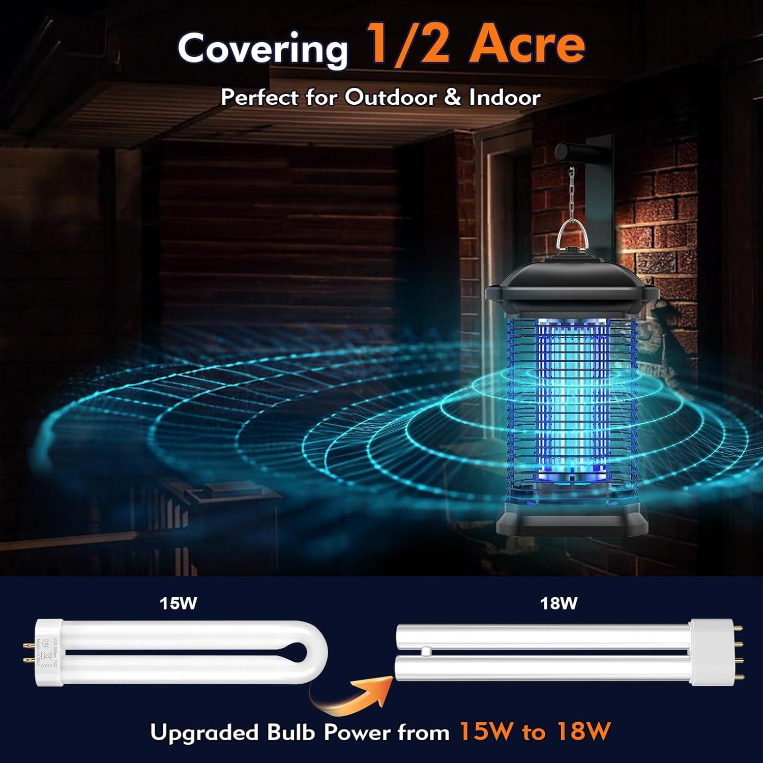 Trampa de Insectos Eléctrica AMUFER 18W 4400V para Patio y Jardín