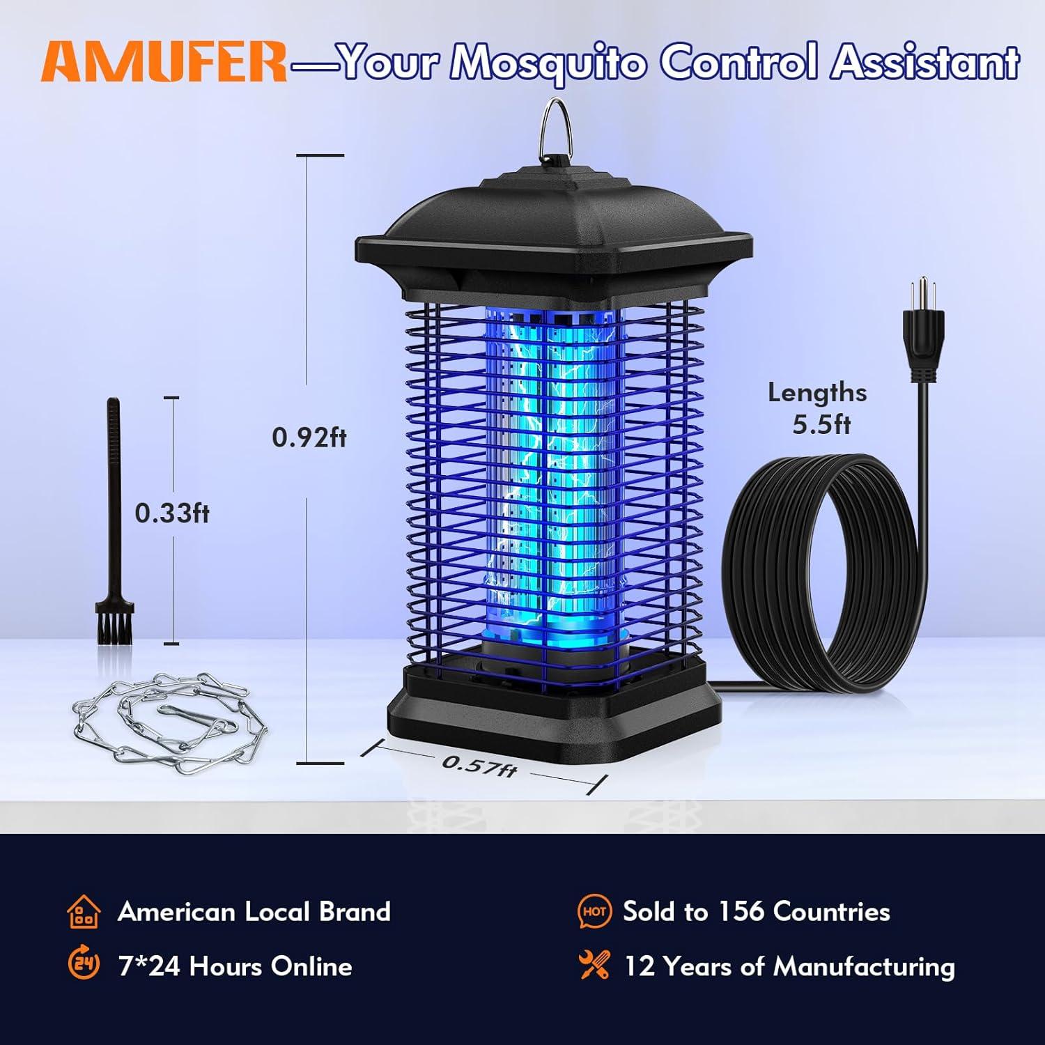 Trampa de Insectos Eléctrica AMUFER 18W 4400V para Patio y Jardín