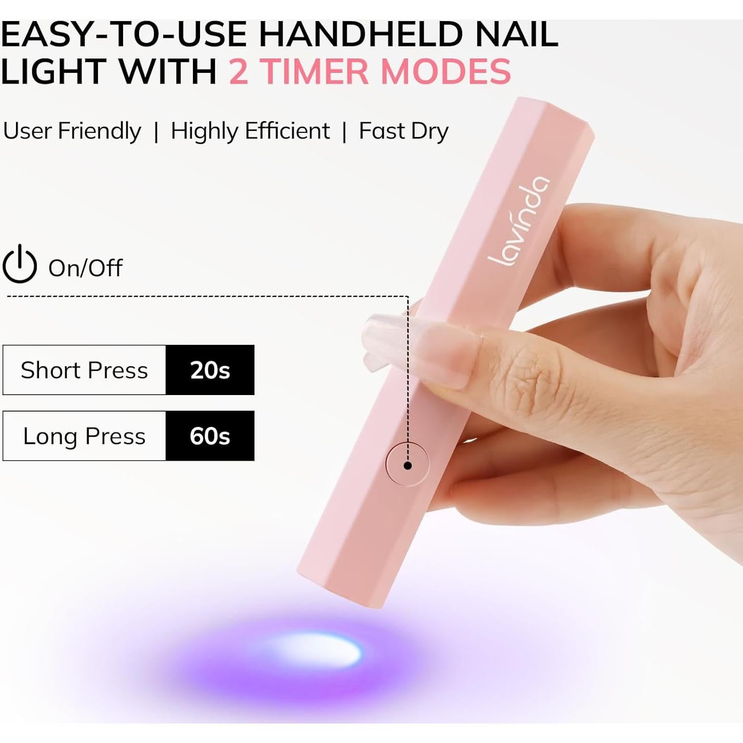 Luz UV de Mano Lavinda Mini para Uñas de Gel Recargable