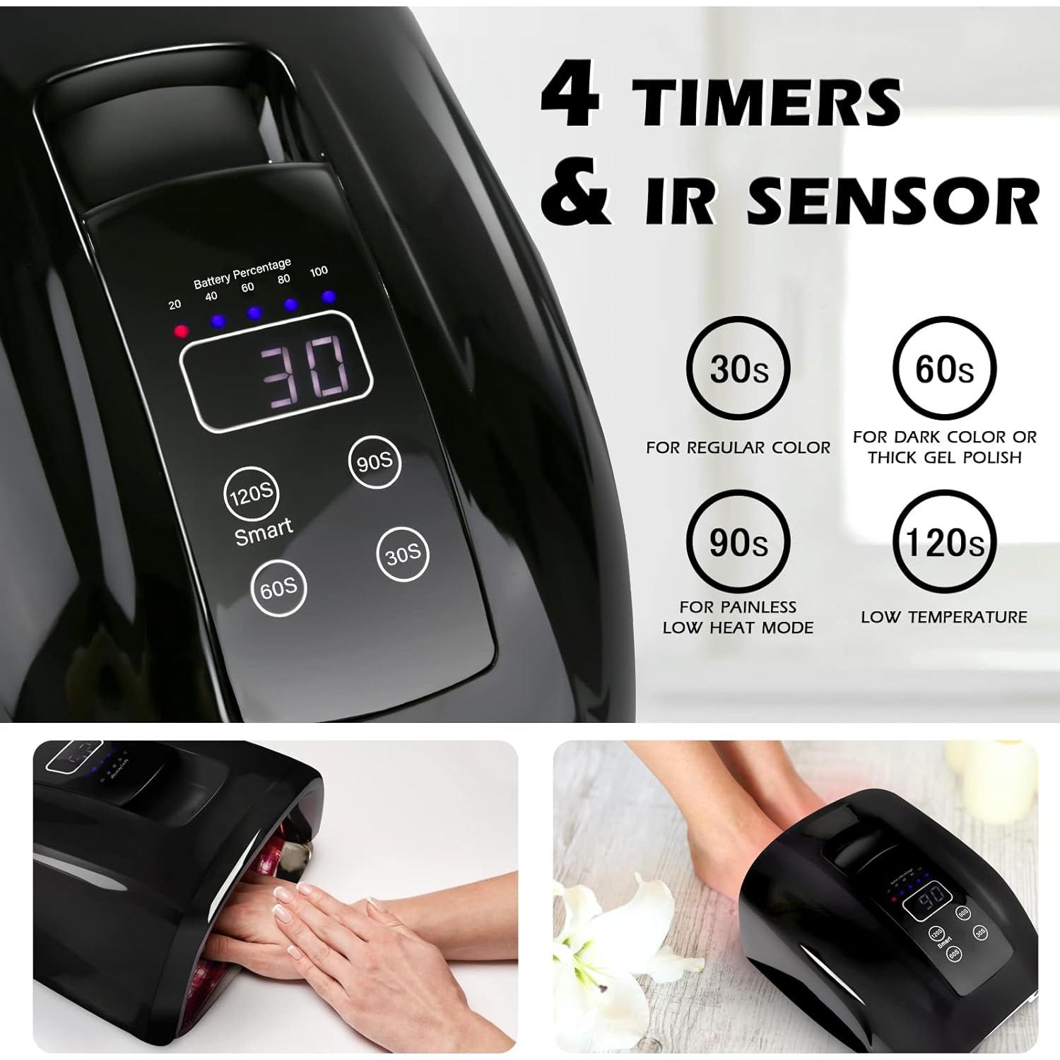 Lámpara de Uñas UV LED Linssy 90W Recargable Inalámbrica